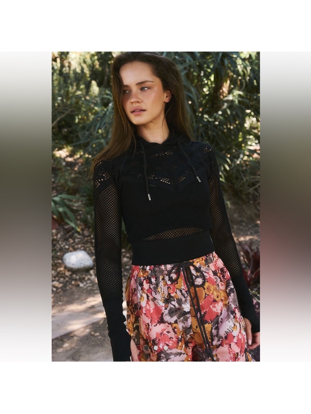 Free People Movement Mesh In Session Layer Hoodie Black XS Small